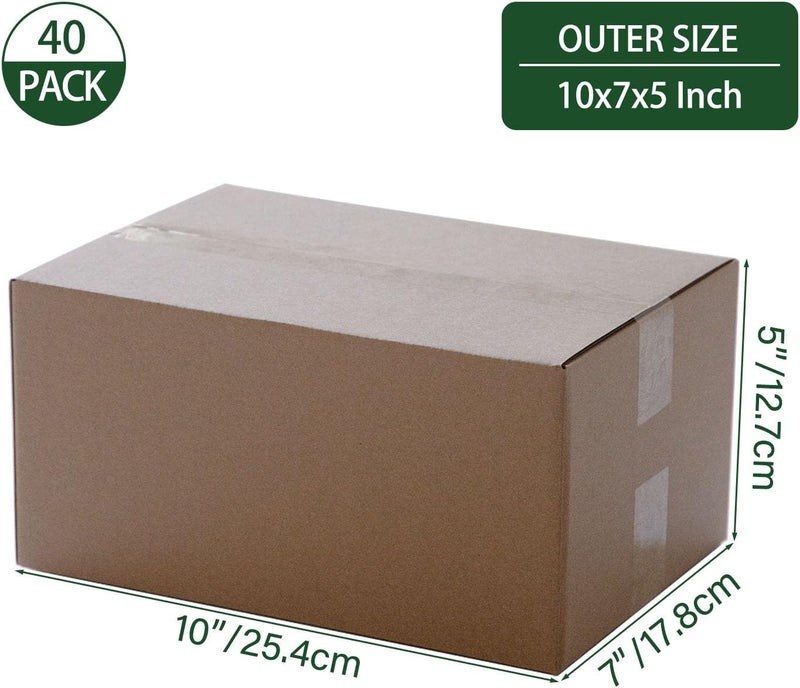HESESOH 10x7x5 Inches Shipping Boxes Set of 40, Brown Corrugated Cardboard Box Literature Mailer for Packing Small Business - Image 2